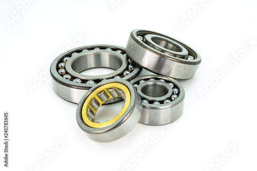 Ball bearing lying on a white background with clipping path.