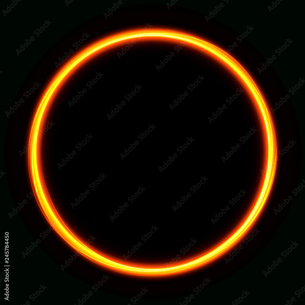 Orange vibrant neon glowing circle. Colorful round frame. Abstract bright  ring. Shine vector stroke illustration for your design, banner, ad. Stock  Vector | Adobe Stock