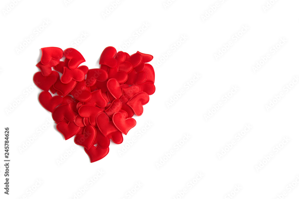 Big red heart consists of small hearts on a white isolation background. St. Valentine's Day card Big red heart consists of small hearts on a white isolation background. St. Valentine's Day card