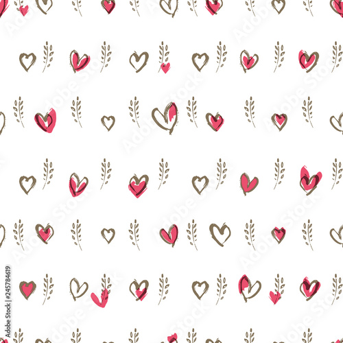 Wallpaper Mural Vector seamless pattern spring twigs and hearts. Romantic hand drawn graphics background. Trendy design concept for fashion textile print. Torontodigital.ca