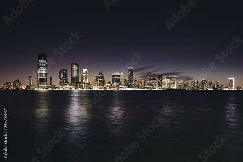 New Jersey panorama at night  color toning applied  USA.