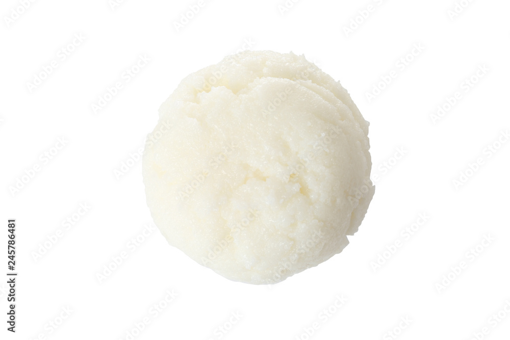 Fresh shea butter isolated on white, top view
