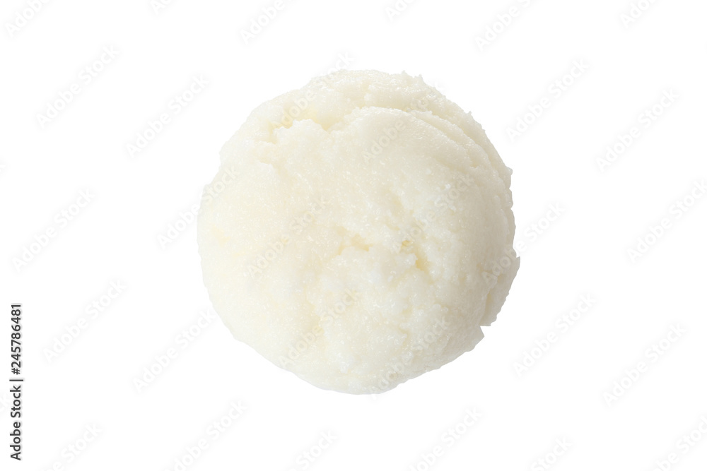 Fresh shea butter isolated on white, top view Fresh shea butter isolated on white, top view