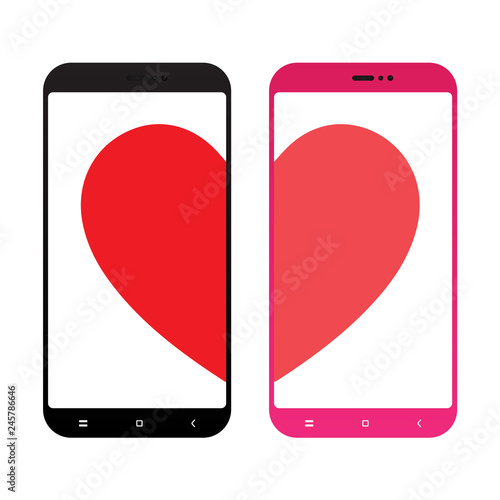 broken heart on phone screen flat icon vector design illustration