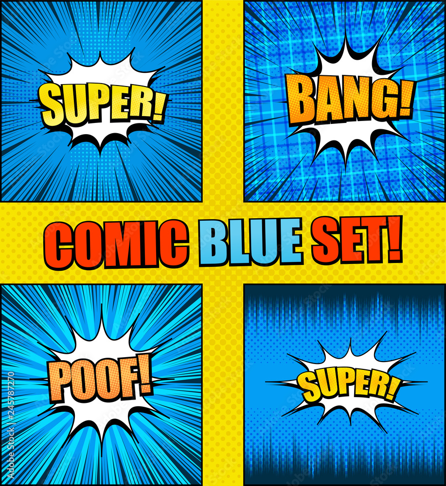 Obraz premium Abstract comic blue backgrounds collection