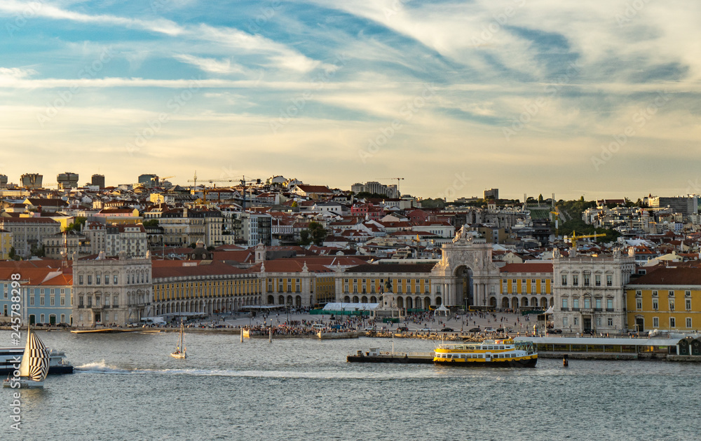 Lisbon, Portugal skyline and cityscape on the Tagus River