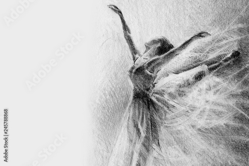ballerina in the jump. sketch. graphic arts. pencil drawing