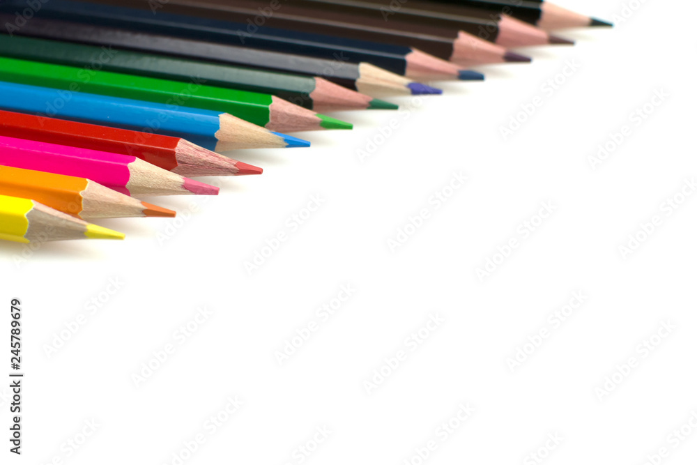 colored pencils on white background colored pencils on white background