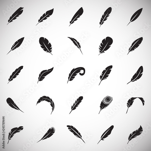 Feather icons set on white background for graphic and web design, Modern simple vector sign. Internet concept. Trendy symbol for website design web button or mobile app