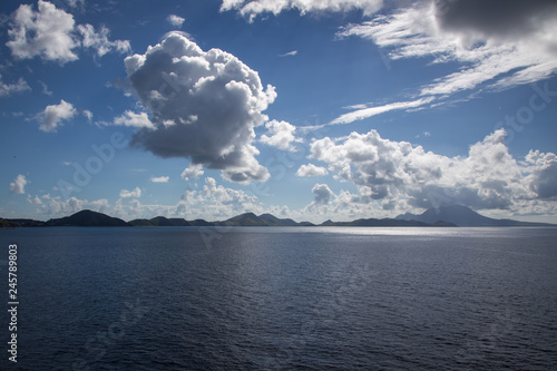Views from our cruise ship pulling into Port Zante in St. Kitts