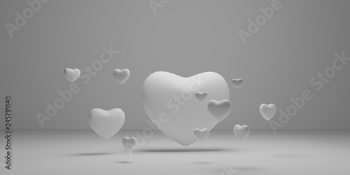 hearts white light grey bac...