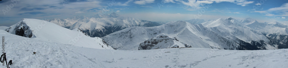 Panorama of High Tatras winter above the clouds Panorama of High Tatras winter above the clouds