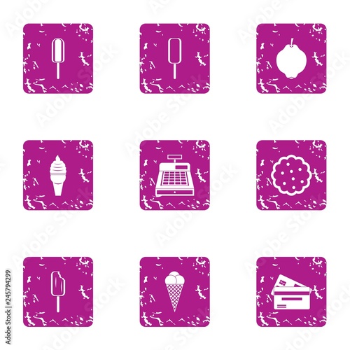 Cash desk icons set. Grunge set of 9 cash desk vector icons for web isolated on white background