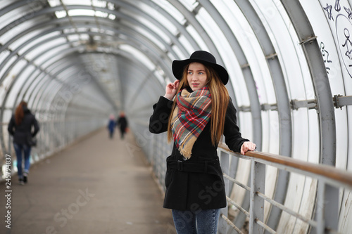 French woman on a walk in the central part of the city