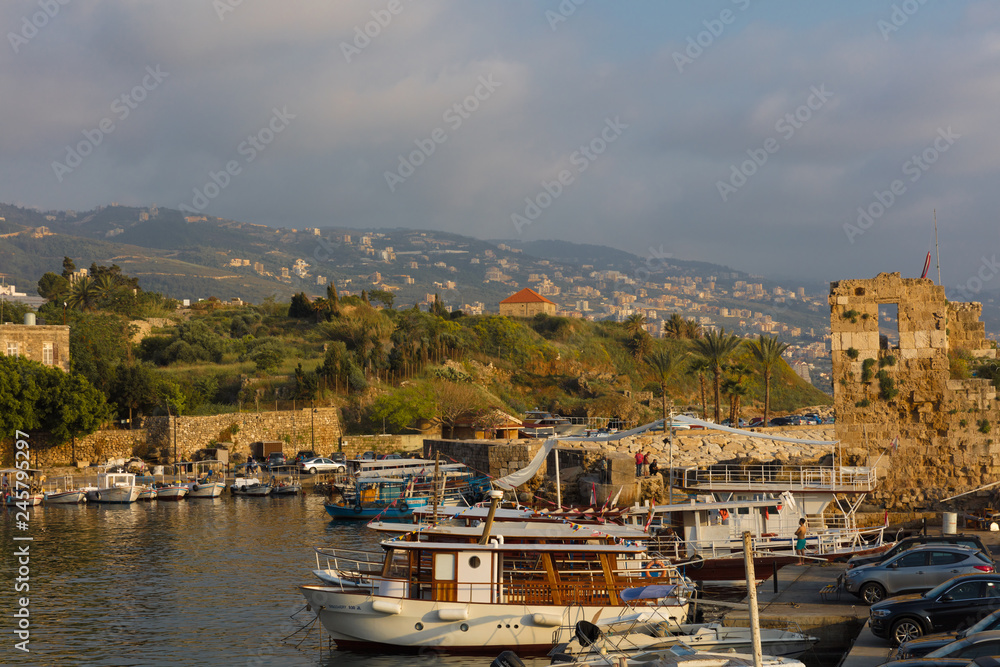 Ancient old harbour port of Byblos Jbeil in Lebanon Middle east