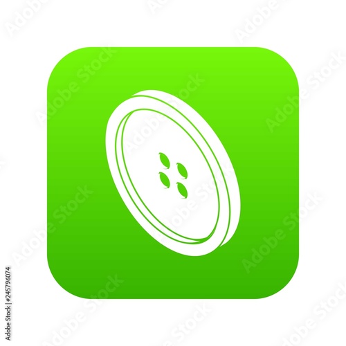 Small shirt button icon green vector isolated on white background