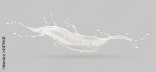 Milk splash on gray. Vector illustration