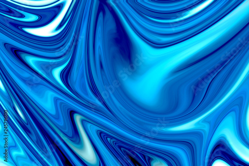 Modern Art Pattern. Liquid Abstract Ice Winter Pattern With Blue Graphics Color Art Form. Digital Background With Abstract Liquid Flow.
