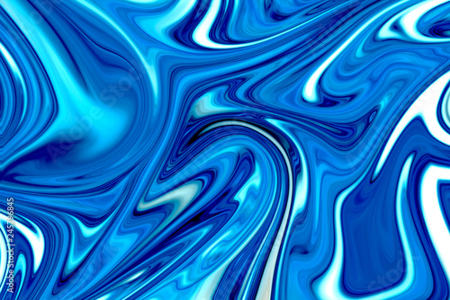 Modern Art Pattern. Liquid Abstract Ice Winter Pattern With Blue Graphics Color Art Form. Digital Background With Abstract Liquid Flow.