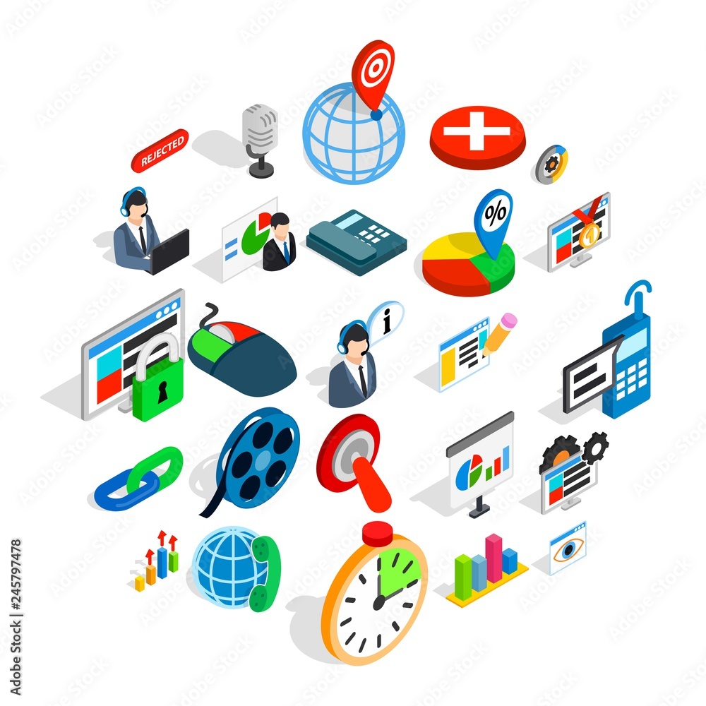 Information bureau icons set. Isometric set of 25 information bureau vector icons for web isolated on white background Information bureau icons set. Isometric set of 25 information bureau vector icons for web isolated on white background