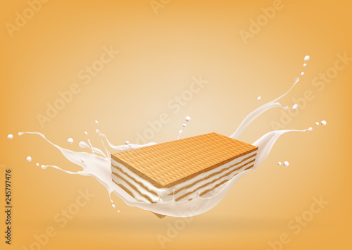 Waffle in milk