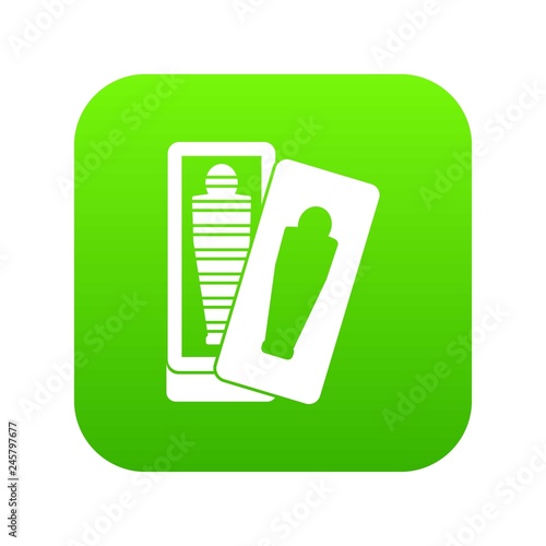 Mummy in sarcophagus icon digital green for any design isolated on white vector illustration