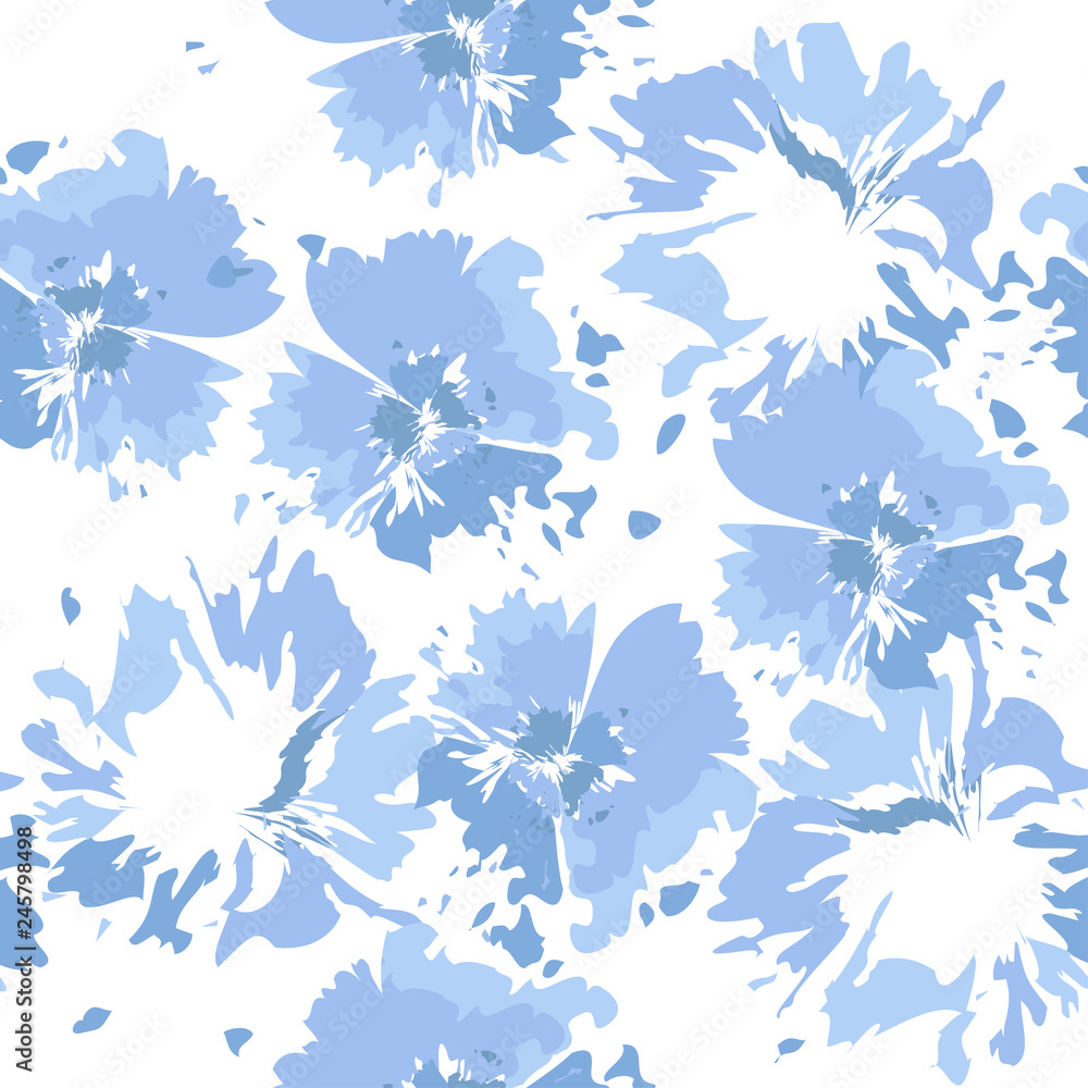 Tie dye background. Seamless hand drawn pattern tie dye shibori print. Ink textured background, japan rustic batik fabric. Vector illustration.