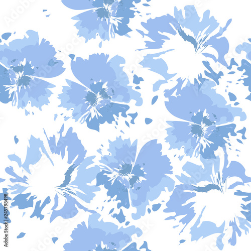 Tie dye background. Seamless hand drawn pattern tie dye shibori print. Ink textured background, japan rustic batik fabric. Vector illustration.