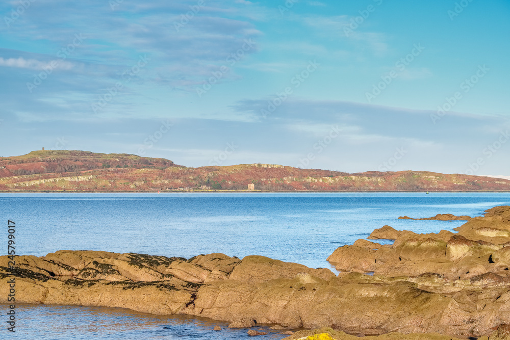 Little Cumbrae from Portencross North Ayrshire on a Cold Day in Scotland.