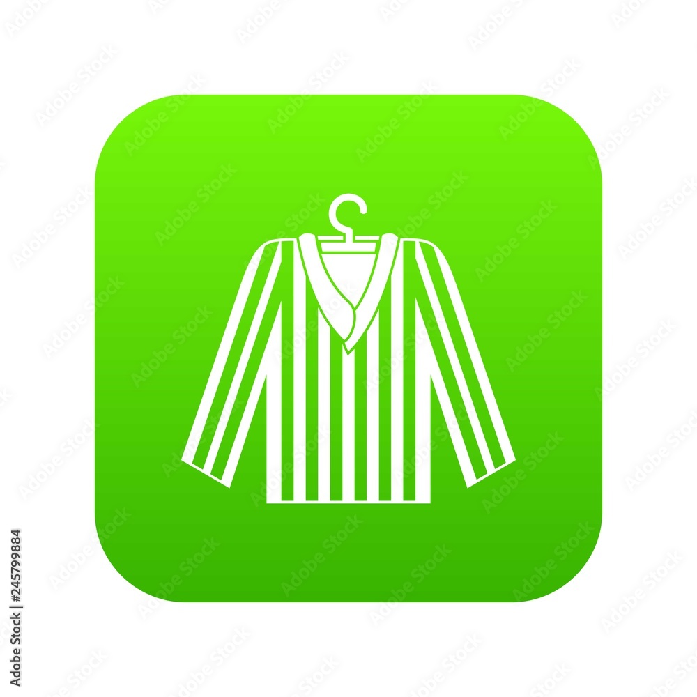 Striped pajama shirt icon digital green for any design isolated on white vector illustration Striped pajama shirt icon digital green for any design isolated on white vector illustration
