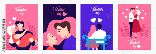 set of postcards to the day of saint Valentin. vector cartoon illustration