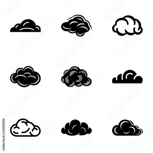 Overcast icons set. Simple set of 9 overcast vector icons for web isolated on white background