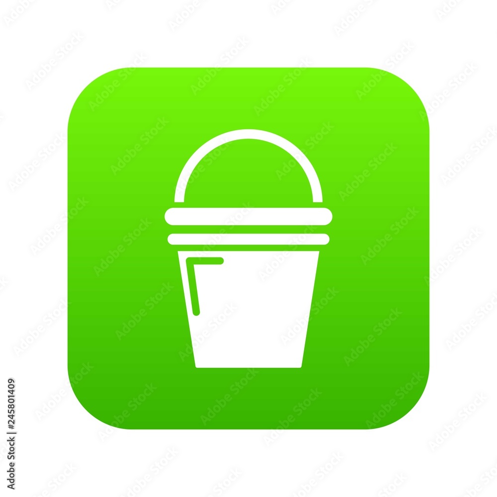 Water bucket icon green vector isolated on white background Water bucket icon green vector isolated on white background