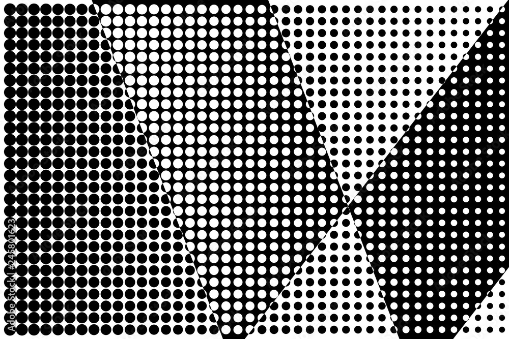 Abstract halftone pattern. Vector halftone dots background for design banners, posters, business projects, pop art texture, covers. Geometric black and white texture.