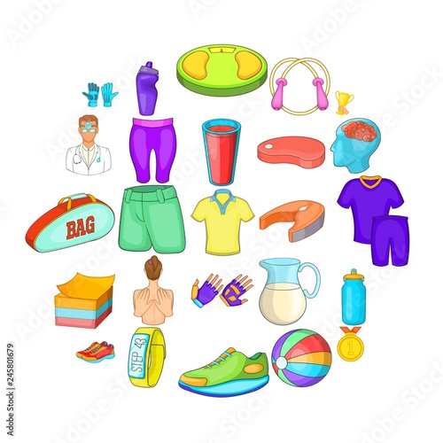 Suitability icons set. Cartoon set of 25 suitability vector icons for web isolated on white background