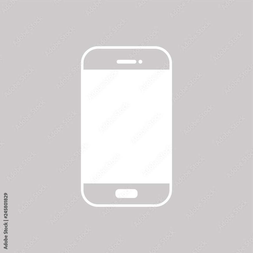 Handy Smartphone - Piktogramm - Symbol Icon Logo - grau weiß Stock Vector