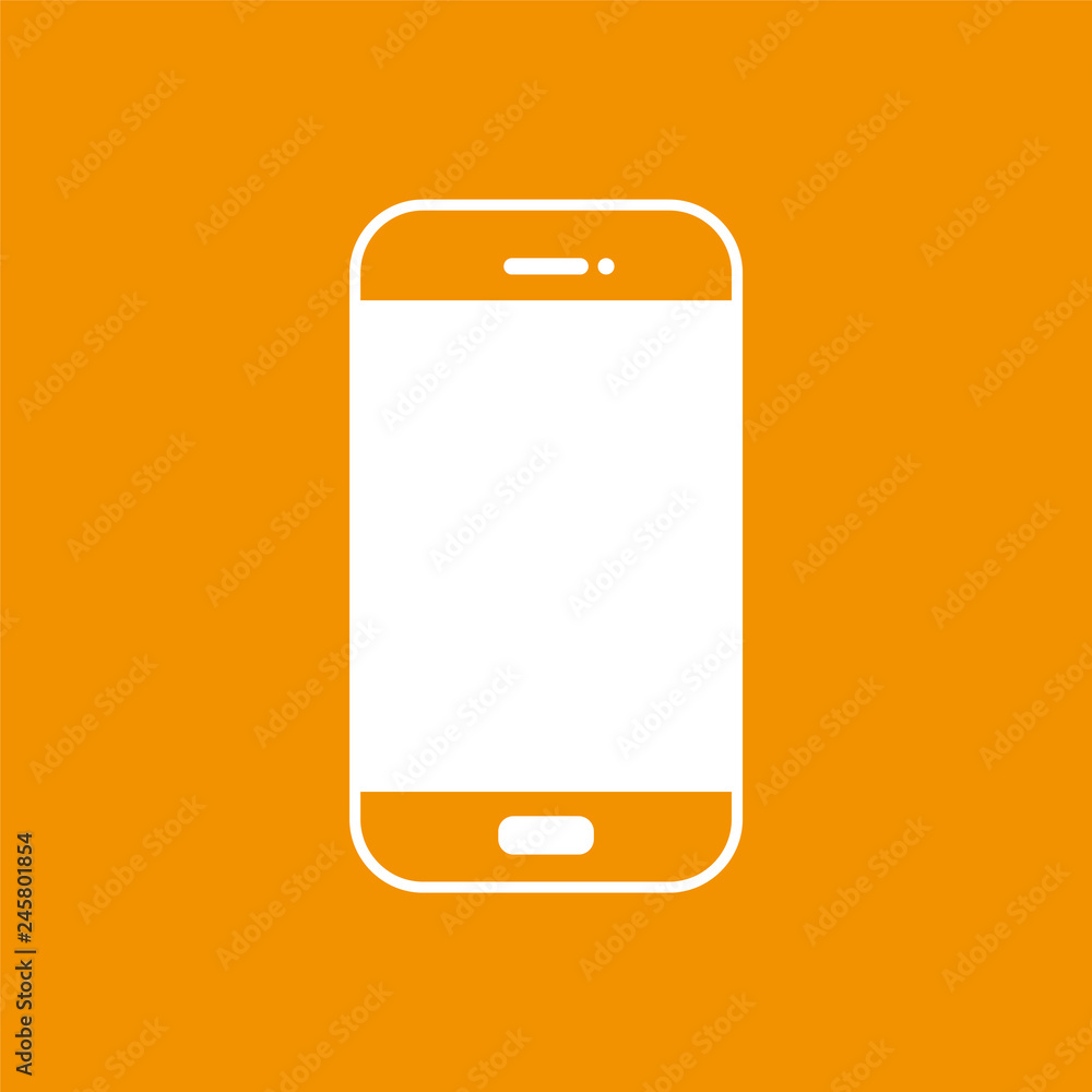 Handy Smartphone - Piktogramm - Symbol Icon Logo - orange weiß Handy Smartphone - Piktogramm - Symbol Icon Logo - orange weiß