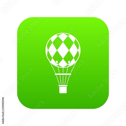 Checkered air balloon icon digital green for any design isolated on white vector illustration