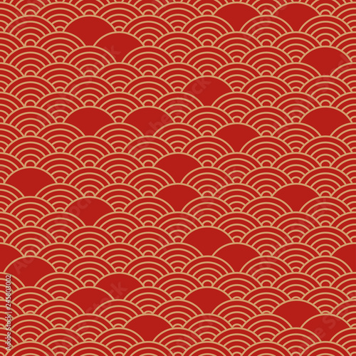 Red chinese seamless pattern, oriental background. Vector illustration
