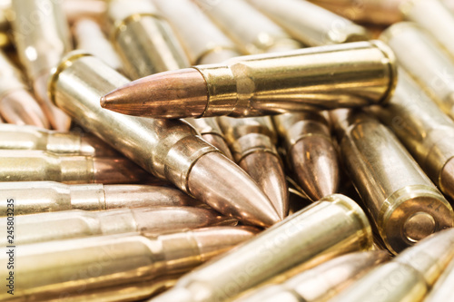 Golden rifle ammunition pile