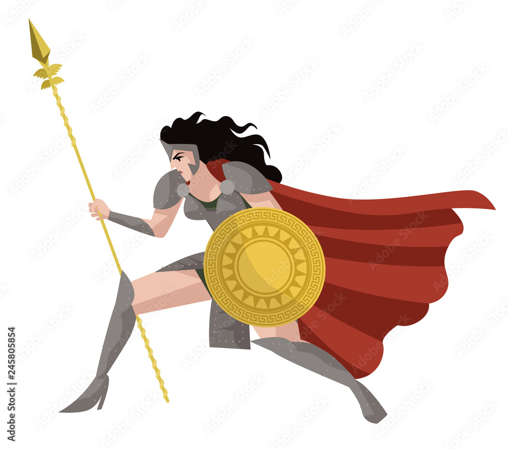 strong amazon warrior woman vector de Stock | Adobe Stock