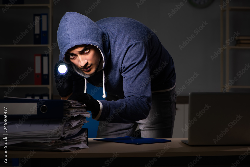 Thief trying to steal personal data in identity theft concept Thief trying to steal personal data in identity theft concept