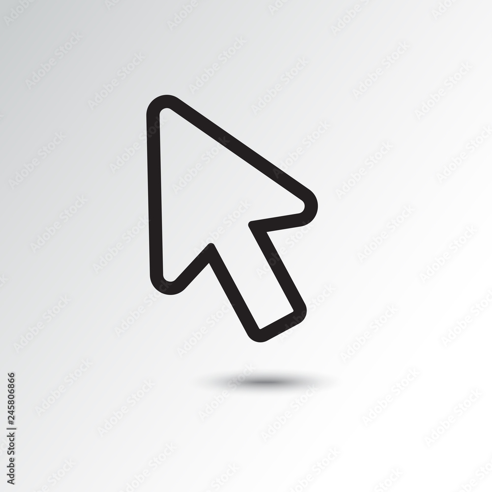 Cursor icon with shadow, outline design. Vector illustration Cursor icon with shadow, outline design. Vector illustration