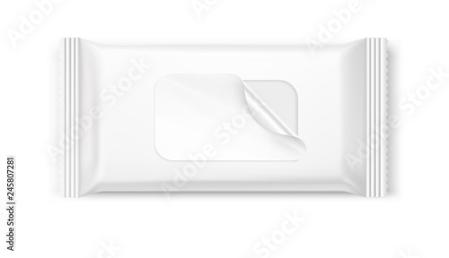 Wet wipes package isolated on white background. Taking your 2D design into 3D. Can be use for your design, promo, adv and etc. EPS10.