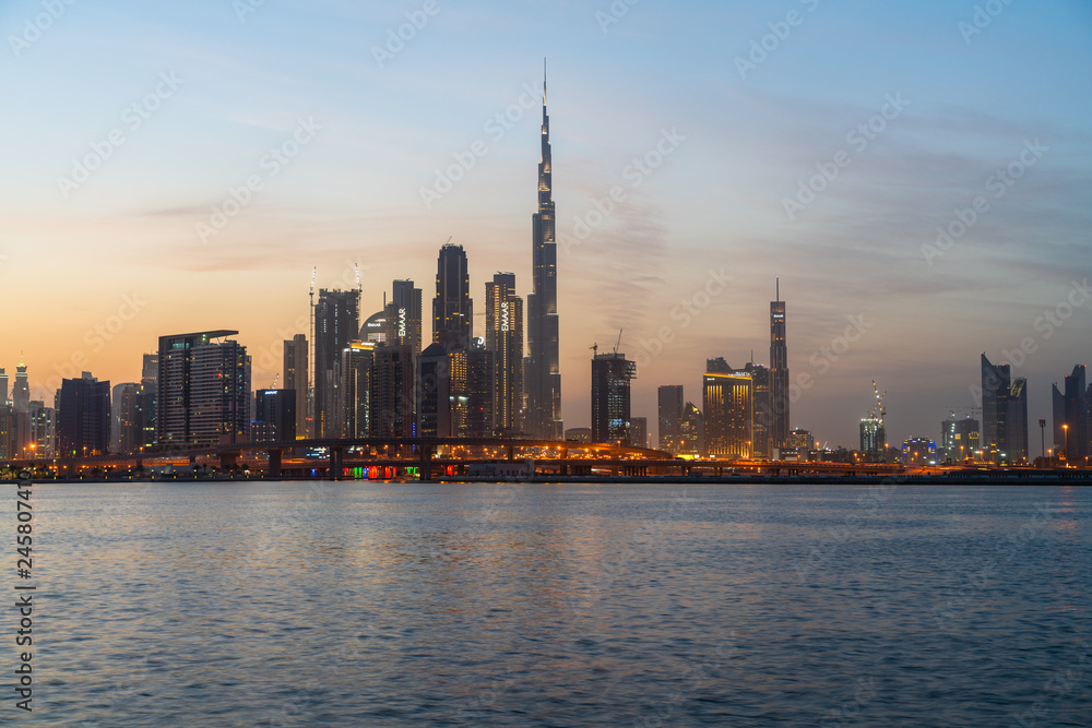 Dubai skyline view 2019, united arabic emirates