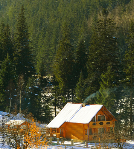 Wooden house  Carpathians m...