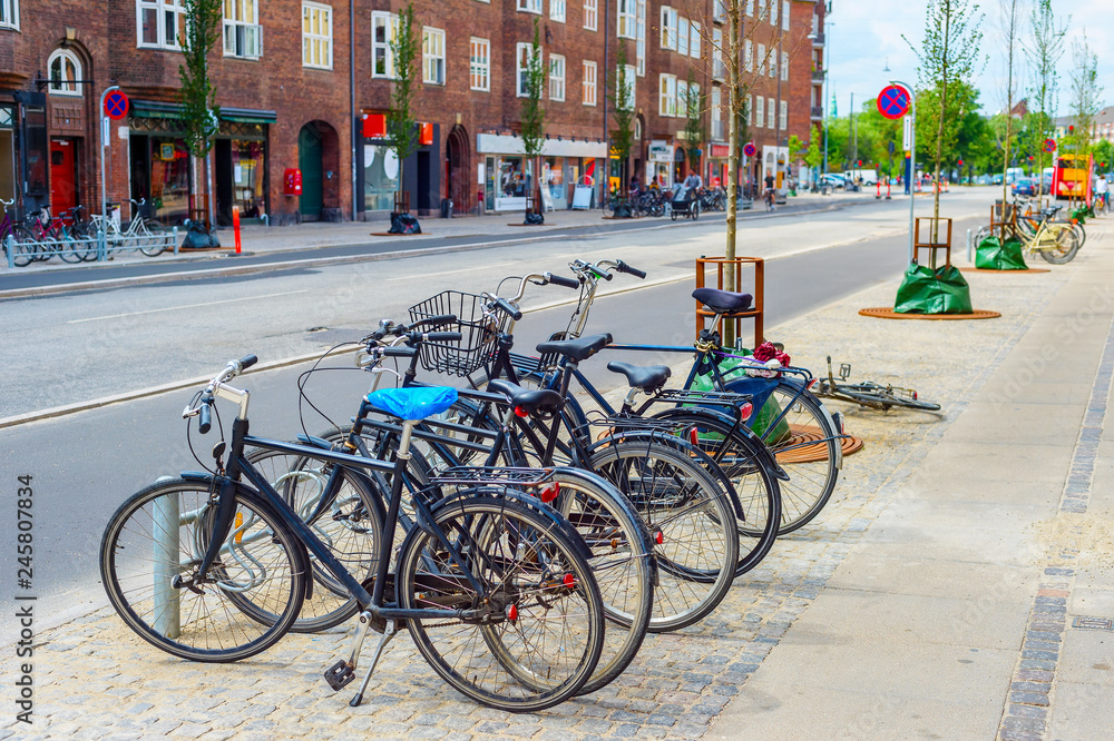 Copenhagen street bicycles parking