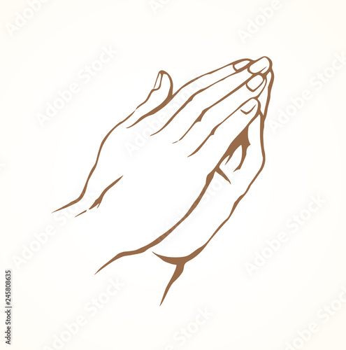 Praying hands. Vector drawing
