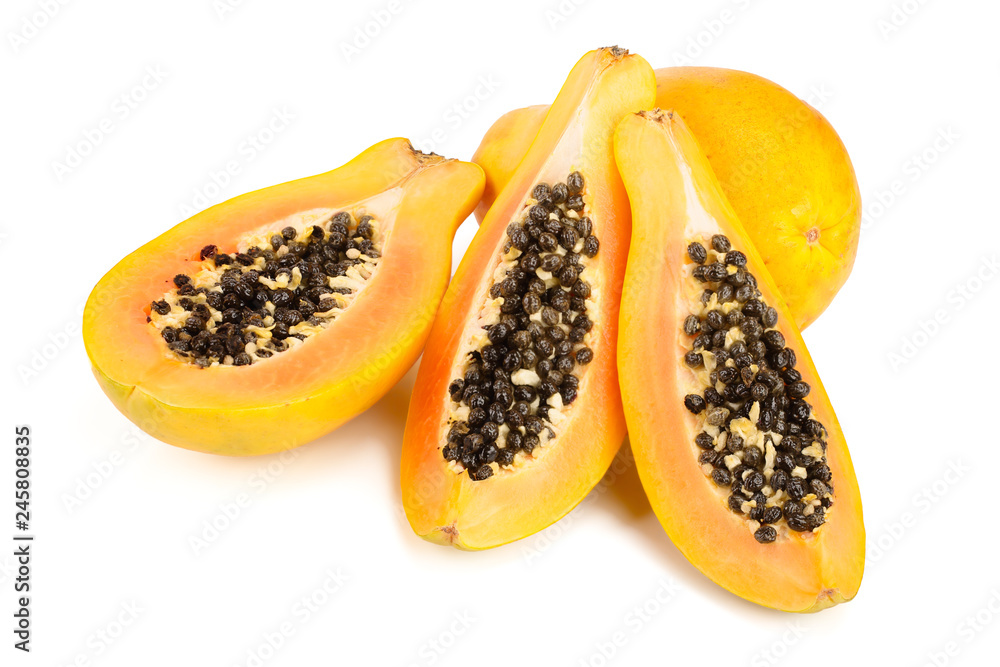 ripe cut papaya isolated on a white background ripe cut papaya isolated on a white background