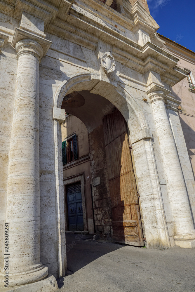 Italy, Amelia, medieval village. Roman door